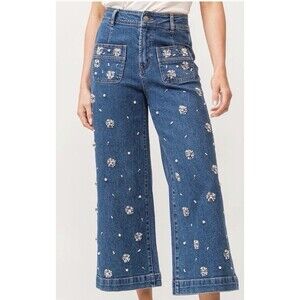 Audrey High Rise Bejeweled Wide Leg Jeans Dear JOhn